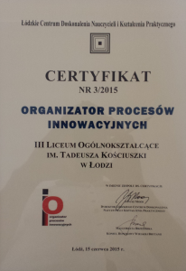 Certyfikat organizator procesów innowacyjnych